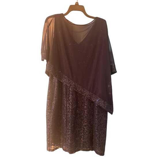 NWT Navy Blue Sequin Asymmetrical Overlay Dress Wedding MOB Holiday Formal Sz 14 - Picture 2 of 7